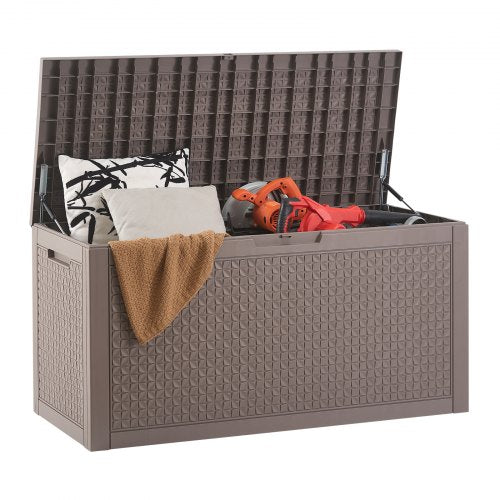 VEVOR Deck Box, 100 Gallon Outdoor Storage Box, 48.0" x 21.5" x 24.5", Waterproof PP Deckbox with Aluminum Alloy Padlock, for Patio Furniture, Pool Toys, Garden Tools, Outdoor - HWCWXHSJPP100IFBRV0 - view 1