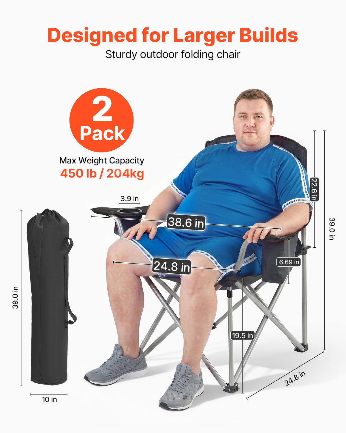 VEVOR Camping Folding Chair - Select Your Configuration - HWZDYXDXXSYSM48PB001V0 - view 2