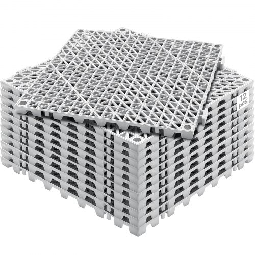 VEVOR Modular Interlocking Cushion, 12 Pack 12" x 12" Splicing Drainage Mats, Soft PVC Interlocking Drainage Floor Tiles, Non-Slip Drainage Holes for Restroom, Bathroom, Kitchen, - HZXSJDD1212YBKA1IV0 - view 1