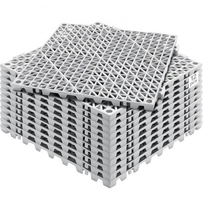 VEVOR Modular Interlocking Cushion, 12 Pack 12" x 12" Splicing Drainage Mats, Soft PVC Interlocking Drainage Floor Tiles, Non-Slip Drainage Holes for Restroom, Bathroom, Kitchen, - HZXSJDD1212YBKA1IV0 - view 1