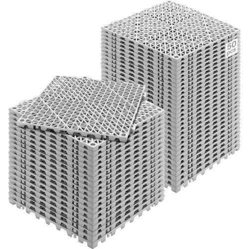 VEVOR Interlocking Tile 50PCS Gray, Drainage Tiles 12" x 12" Splicing, Soft PVC Interlocking Drainage Floor Tiles, Non-Slip Drainage Holes for Restroom, Bathroom, Kitchen, Pool, - HZXSJDD1212YF0ZXDV0 - view 1