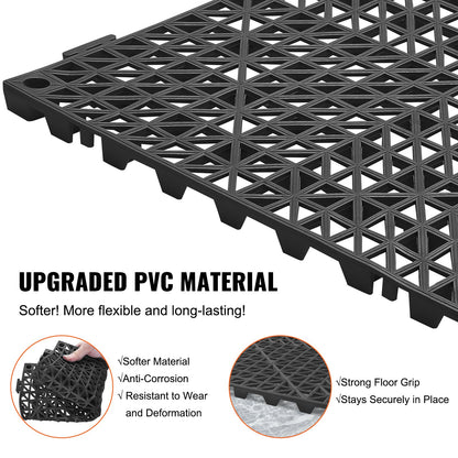 VEVOR Interlocking Tile 55PCS Black, Drainage Tiles 12" x 12" Splicing, Soft PVC Interlocking Drainage Floor Tiles, Non-Slip Drainage Holes for Restroom, Bathroom, Kitchen, Pool, - HZXSJDD1212YJT8W2V0 - view 3