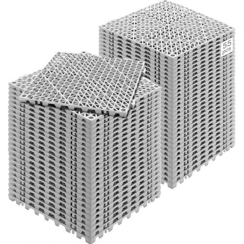 VEVOR Interlocking Tile 55PCS Grey, Drainage Tiles 12" x 12"x 0.6 Splicing, Soft PVC Interlocking Floor Tiles, Non-Slip Drainage Holes for Restroom, Bathroom, Kitchen, Pool, Wet - HZXSJDD1212YMI824V0 - view 1