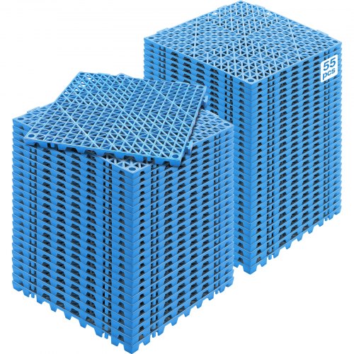 VEVOR Interlocking Tile 55PCS Blue, Drainage Tiles 12" x 12" Splicing, Soft PVC Interlocking Drainage Floor Tiles, Non-Slip Drainage Holes for Restroom, Bathroom, Kitchen, Pool, - HZXSJDD1212YP3ROIV0 - view 1