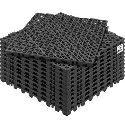 VEVOR Modular Interlocking Cushion, 12 Pack 12" x 12" Splicing Drainage Mats, Soft PVC Interlocking Drainage Floor Tiles, Non-Slip Drainage Holes for Restroom, Bathroom, Kitchen, - HZXSJDDHS12PQ3YS0V0 - view 1