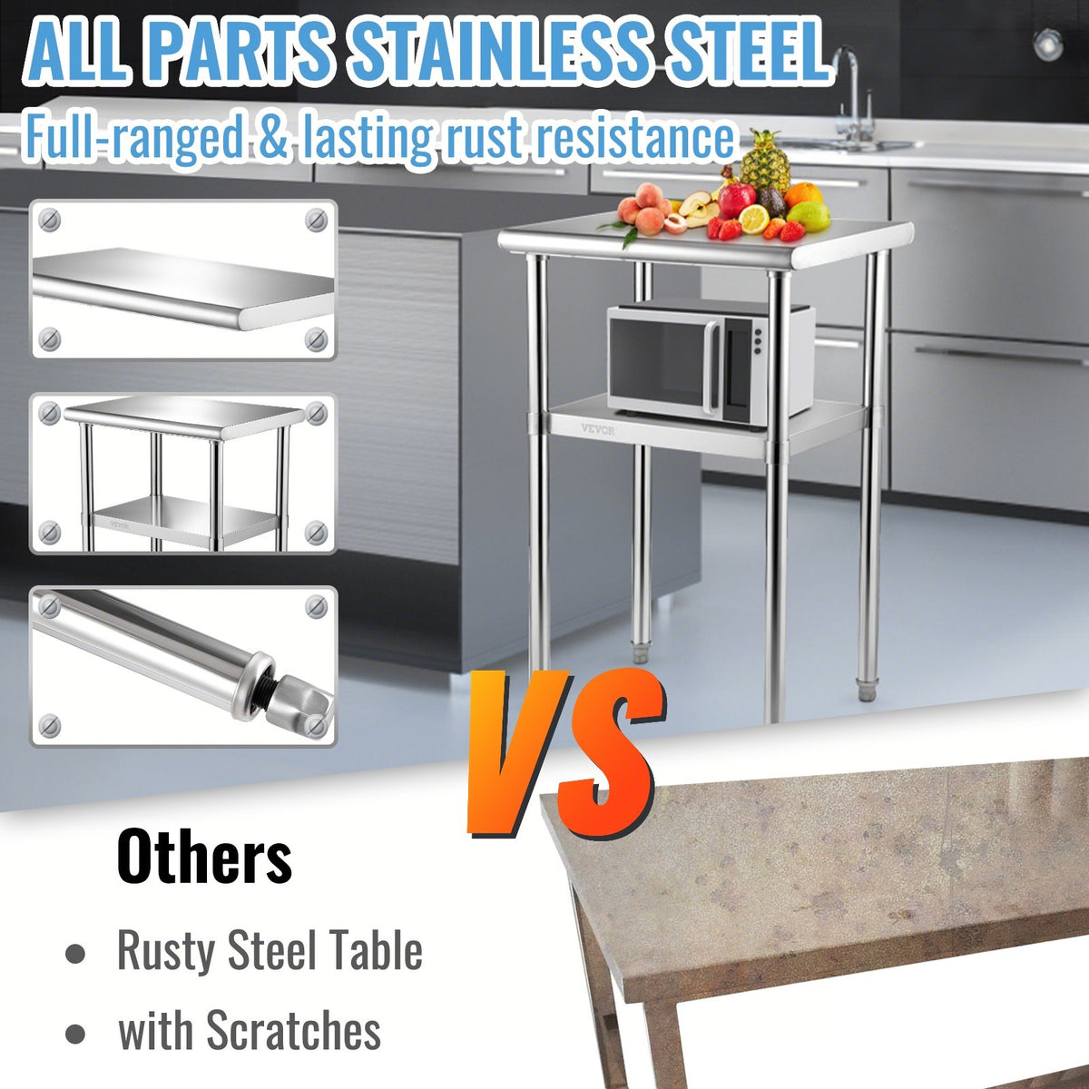 VEVOR Commercial Worktables - Select Your Configuration - J24X18X36INCHUFT3V0 - view 3