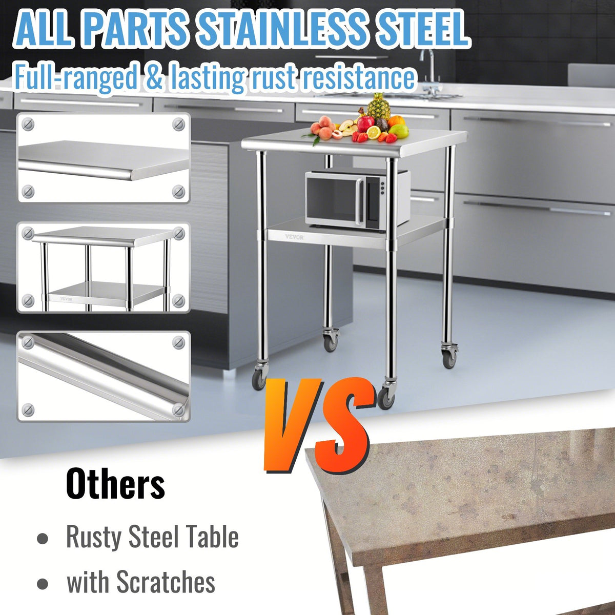 VEVOR Commercial Worktables - Select Your Configuration - J24X24X36INCHBGUAV0 - view 3