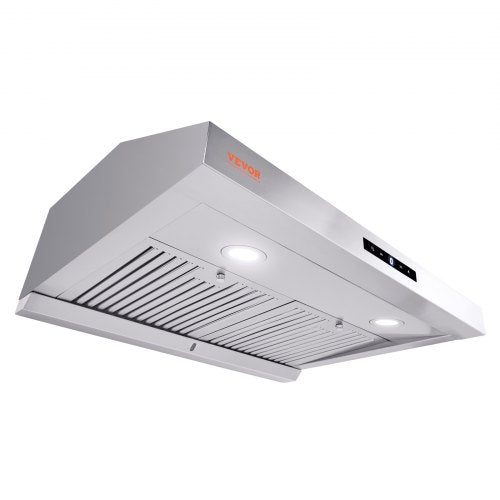 VEVOR Under Cabinet Range Hood, Dual Motors Ductless Kitchen Stove Vent, Stainless Steel Permanent Filter with 3-Speed Exhaust Fan, 2 Baffle Filters, LED Lights, Touch Control Panel, Silver (30 inch) - J30INCH558CFMM6PXV1 - view 1