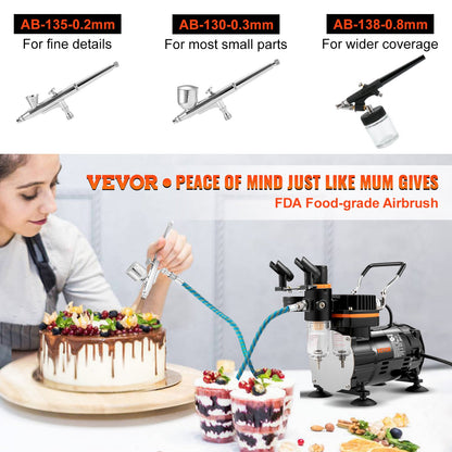 VEVOR Airbrush Ensemble, Expert Airbrush Kit with Compressor, Multi-Use Dual-Action Gravity Feed Airbrush System for Art, Nails, Cookies, Tattoos - JCBTZMG3J95TFT169V1 - view 2