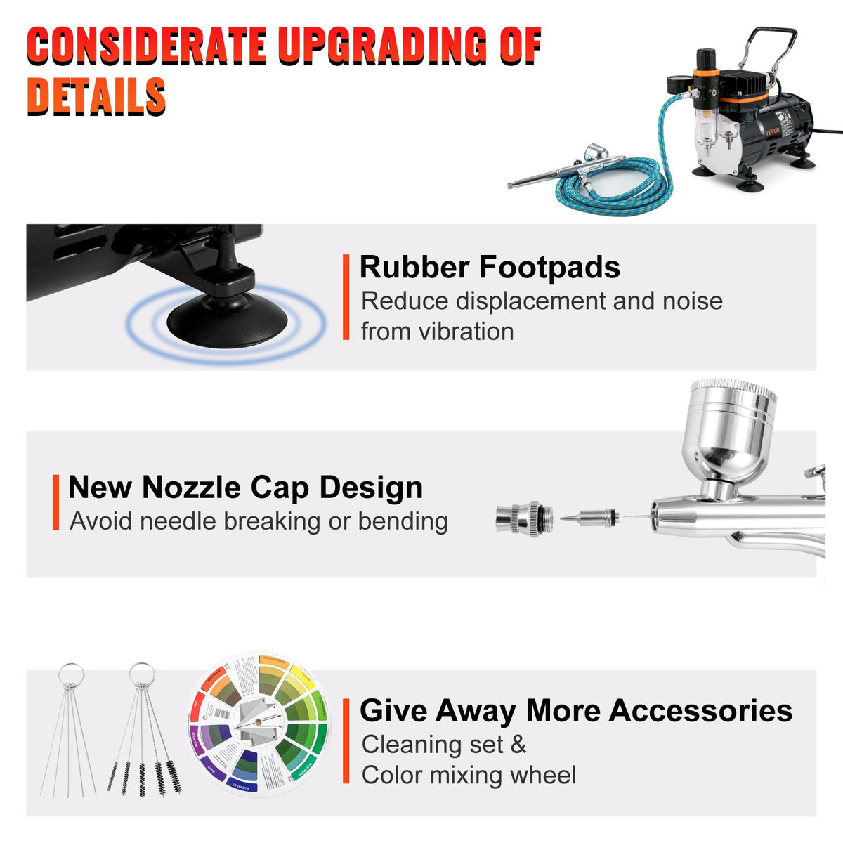 VEVOR Airbrush Ensemble, Expert Airbrush Kit with Compressor, Multi-Use Dual-Action Gravity Feed Airbrush System for Art, Nails, Cookies, Tattoos - JCBTZMG3J95TFT169V1 - view 3