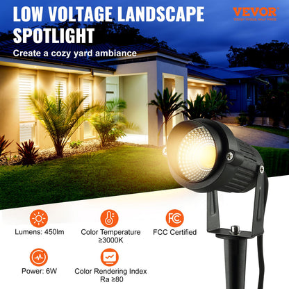 VEVOR Landscape Lighting, 6W Low Voltage LED Landscape Lights, IP66 Waterproof Landscape Spotlights Yard Lawn Garden Pathway Outdoor Lights 12V 24V 450LM Warm White 3000K (12 Pack - JGJGDNBG12JTX6URFV9 - view 2