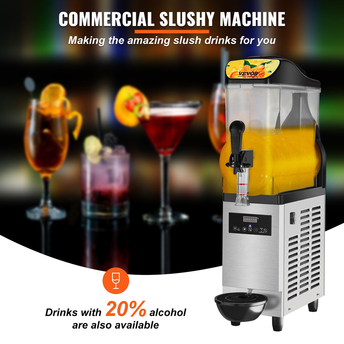 VEVOR Commercial Slushy Machine, 12L/3.2Gal Stainless Steel Margarita Smoothie Frozen Drink Maker, 50 Cup Triple Bowl Slushie Maker, 500W Slushie Machine for Home Party - JJKXRJHSGMC12APAUV1 - view 2