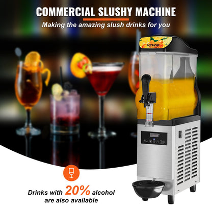 VEVOR Commercial Slushy Machine, 12L/3.2Gal Stainless Steel Margarita Smoothie Frozen Drink Maker, 50 Cup Triple Bowl Slushie Maker, 500W Slushie Machine for Home Party - JJKXRJHSGMC12APAUV1 - view 2
