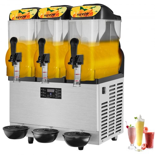 VEVOR Commercial Slushy Machine, 36L/9.6Gal Stainless Steel Margarita Smoothie Frozen Drink Maker, 150 Cup Triple Bowl Slushie Maker, 860W Slushie Machine for Home Party - JJKXRJHSGMC12BYBKV1 - view 1