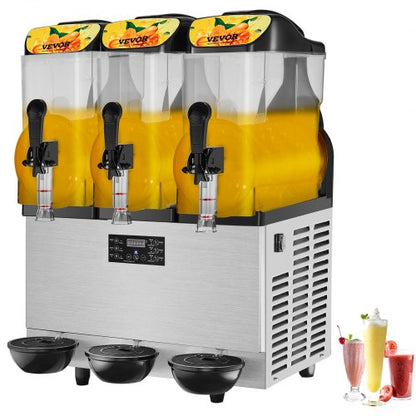 VEVOR Commercial Slushy Machine, 36L/9.6Gal Stainless Steel Margarita Smoothie Frozen Drink Maker, 150 Cup Triple Bowl Slushie Maker, 860W Slushie Machine for Home Party - JJKXRJHSGMC12BYBKV1 - view 1
