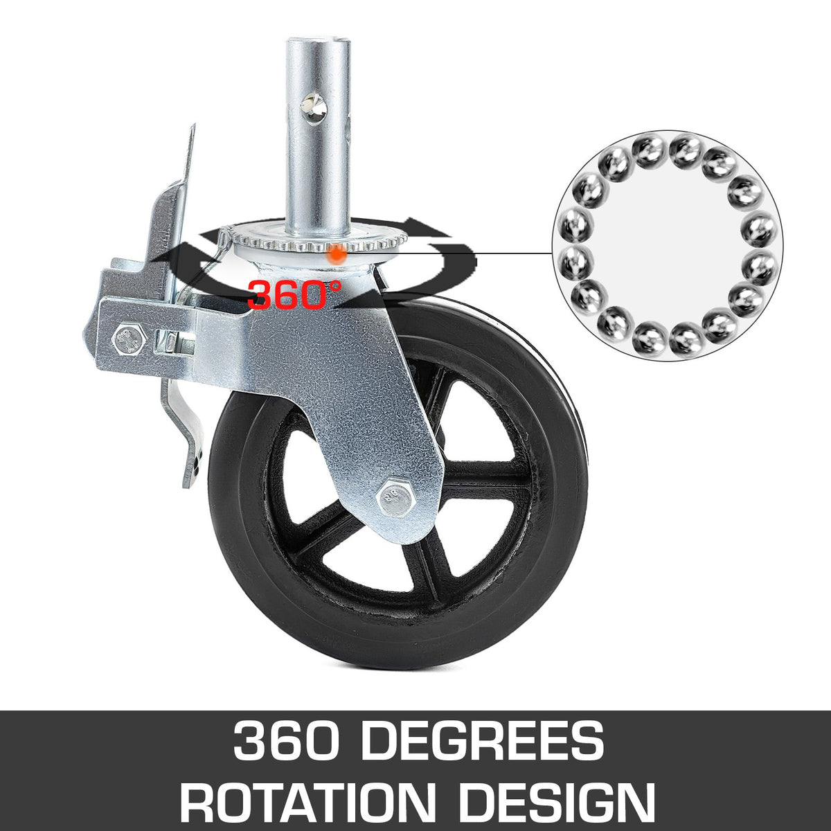 VEVOR 8 in Rubber Caster Wheels, Set of 4 - product view 2