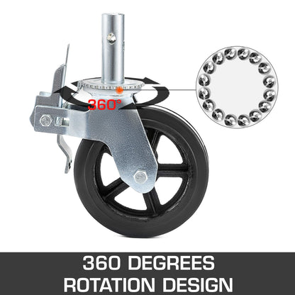VEVOR 8 in Rubber Caster Wheels, Set of 4 - product view 2