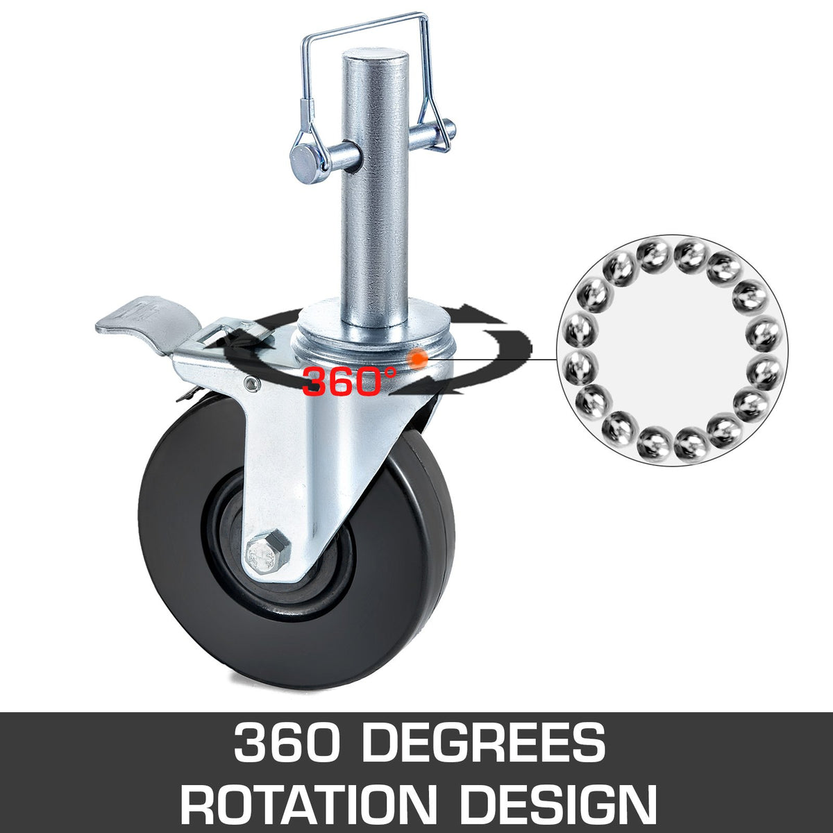 VEVOR 5 in Rubber Caster Wheels, Set of 4 - product view 2