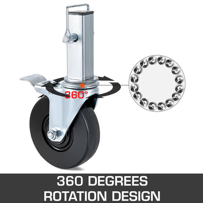 VEVOR 5 in Rubber Caster Wheels, Set of 4 - product view 2