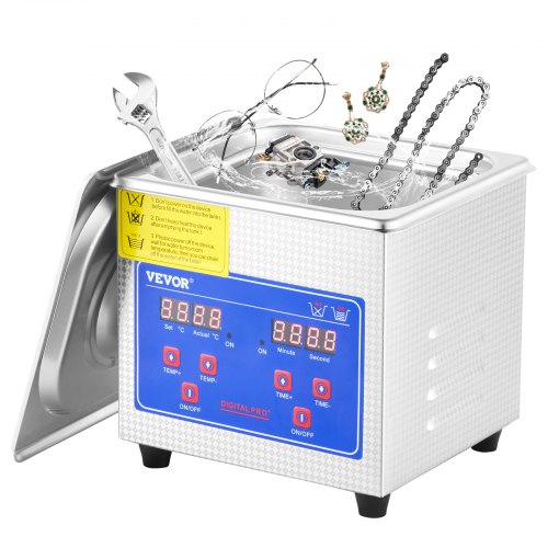 VEVOR Professional Ultrasonic Cleaner, 0.3 L Ultrasonic Jewelry Cleaner with Digital Timer & Heater, Stainless Steel Industrial Sonic Cleaner 40kHz for Glasses, Watches, Rings, Small Parts - JPS-08ACSBQXJ0001V1 - view 1