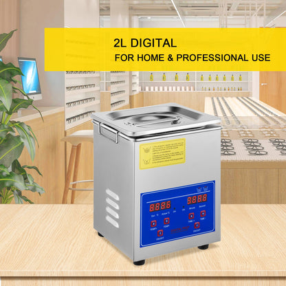 VEVOR Sonic Cleaner 2L Digital Ultrasonic Parts Cleaner with Timer 40kHz Professional 304 Stainless Steel Sonic Cleaner 110V for Jewelry Watch Glasses Diamond Eyeglass Small Parts Cleaning - JPS-10ACSBQXJ0001V1 - view 2