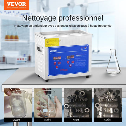 VEVOR Professional Ultrasonic Cleaner, 2.85 L Ultrasonic Jewelry Cleaner with Digital Timer & Heater, Stainless Steel Industrial Sonic Cleaner 40kHz for Glasses, Watches, Rings, Small Parts - JPS-20ACSBQXJ0001V1 - view 2