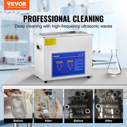 Sonic Cleaner with Digital Timer & Heater, Professional Ultra Sonic Jewelry Cleaner, Stainless Steel Heated Cleaning Machine for Glasses Watch Rings Small Parts Circuit Board (6L) - JPS-30ACSBQXJ0001V1 - view 2