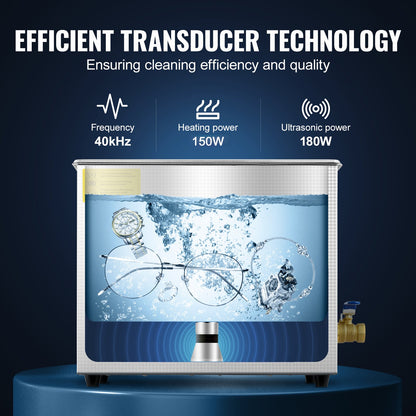 Sonic Cleaner with Digital Timer & Heater, Professional Ultra Sonic Jewelry Cleaner, Stainless Steel Heated Cleaning Machine for Glasses Watch Rings Small Parts Circuit Board (6L) - JPS-30ACSBQXJ0001V1 - view 3