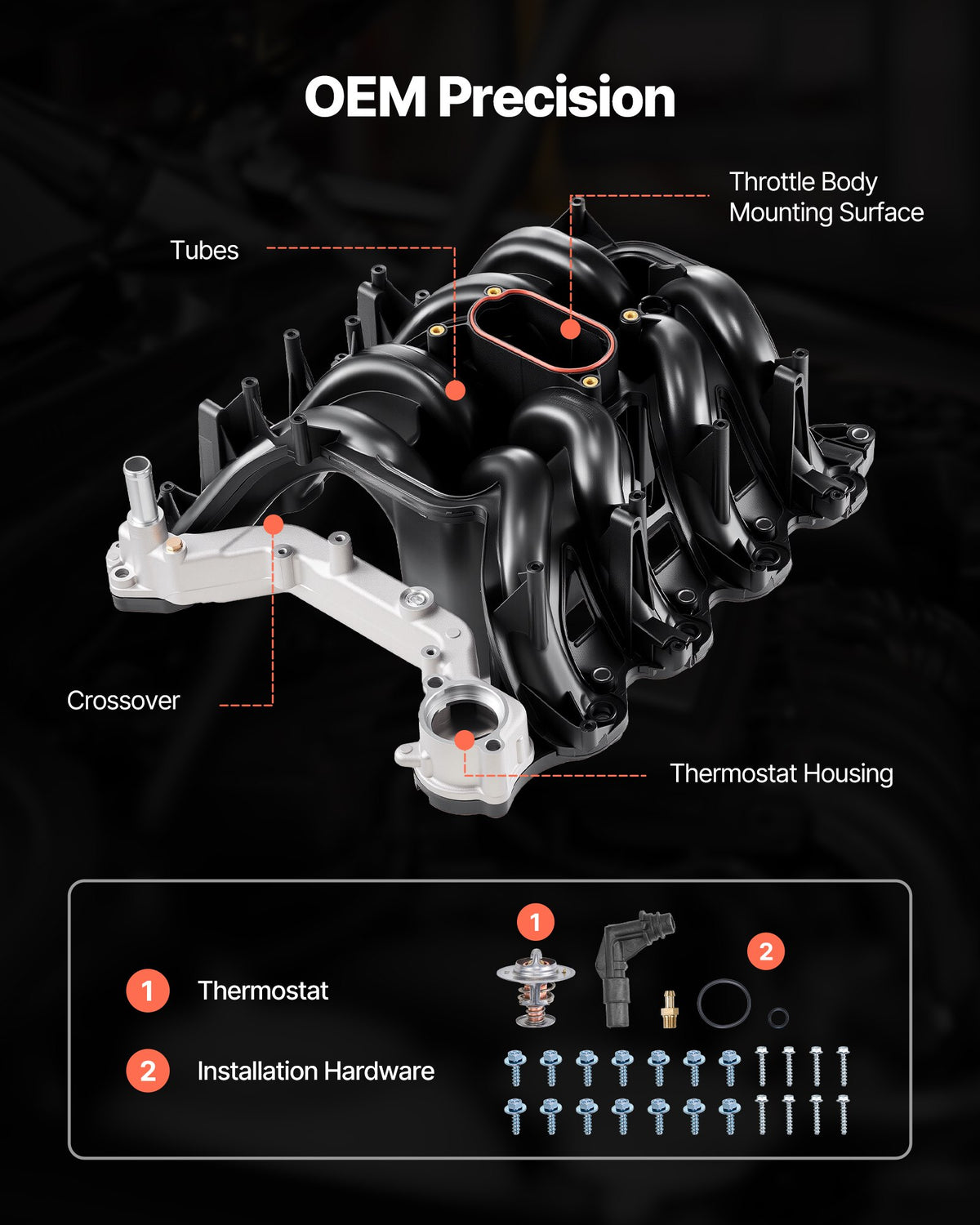 VEVOR Intake Manifold, with Gasket, Engine Intake Manifold Assembly Compatible with 2000-2004 Ford F150/F250/F350, Replace 615-188, AC2Z-9424-A, 2L1Z-9424-AA, 4C2Z-9424-CA,
