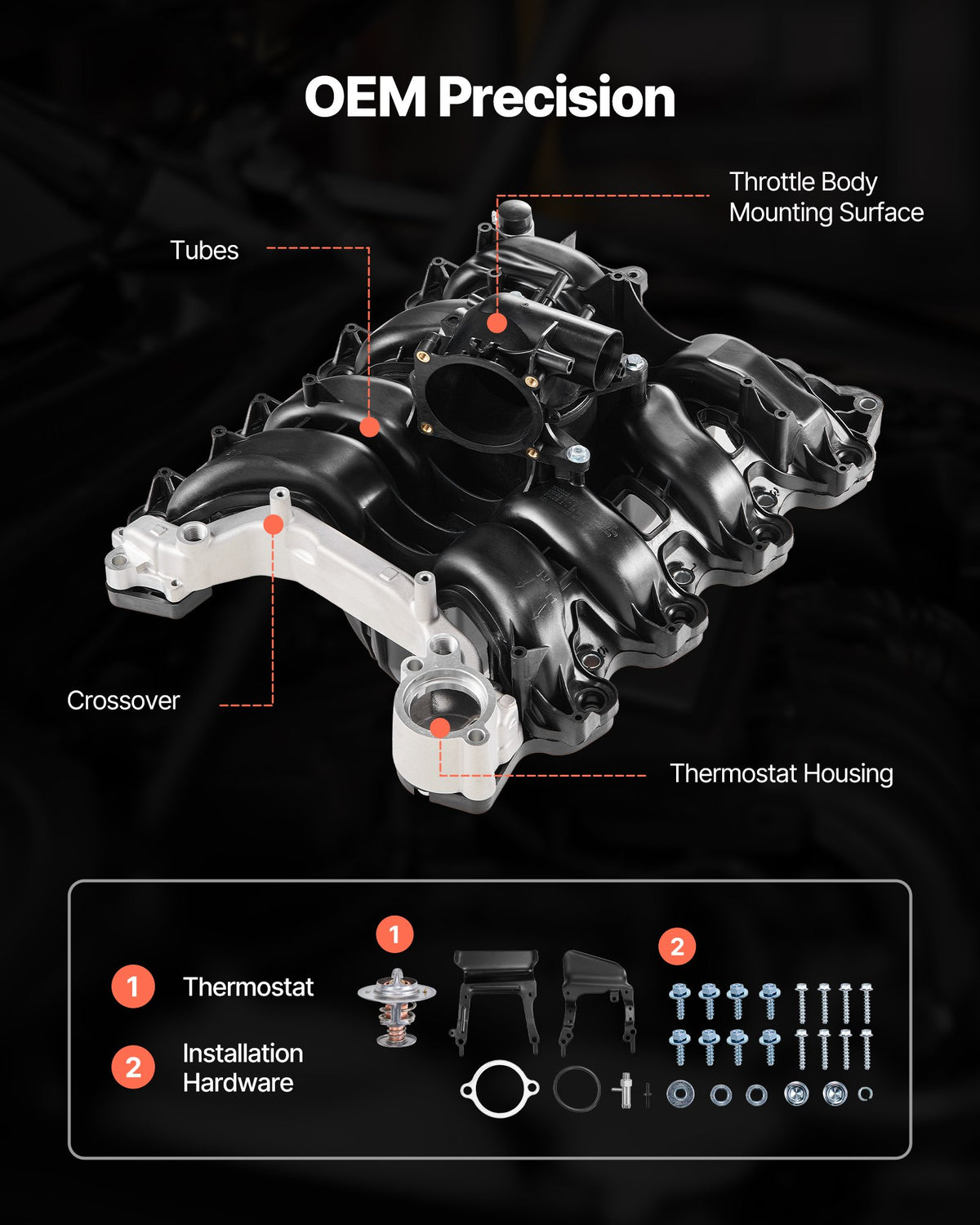 VEVOR Intake Manifold, with Gasket, Engine Intake Manifold Assembly Compatible with 2007-2008 Ford F-150 / E-150 / E-250, Automotive Engine Replacement Kit Replace 615-375,