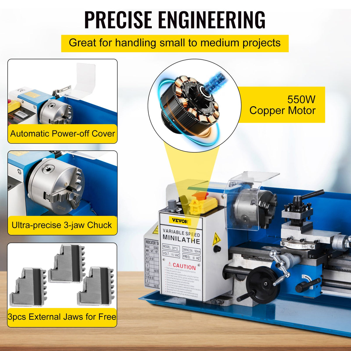 VEVOR Metal Lathes - Select Your Configuration - JSMNCC0618-3BYS01V1 - view 3