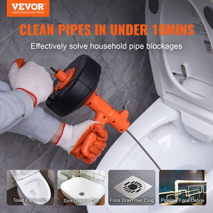 VEVOR Handheld Drain Cleaner Machine - Select Your Configuration - JXKSC25FT14IN9TZMV0 - view 2
