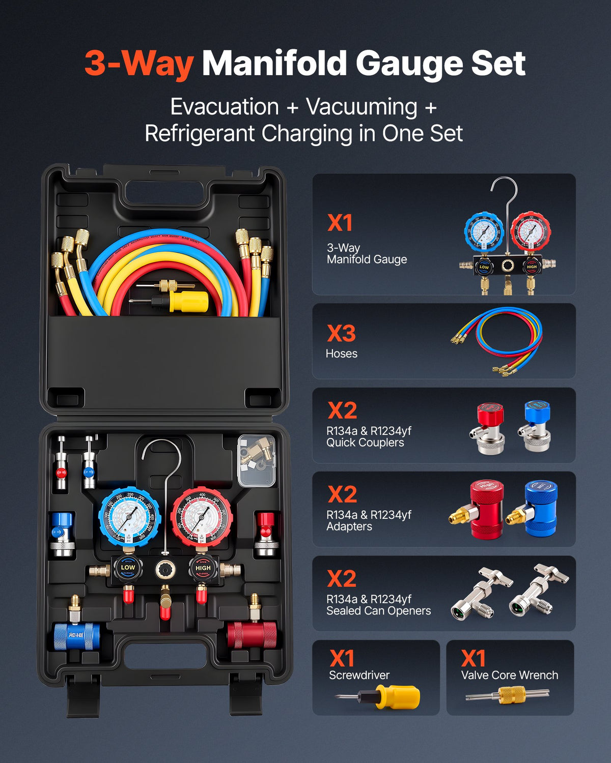 VEVOR AC Gauge Set - Select Your Configuration - JXLMB3TLDSTXRAMFL001V0 - view 2