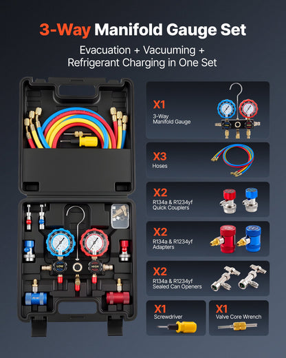 VEVOR AC Gauge Set - Select Your Configuration - JXLMB3TLDSTXRAMFL001V0 - view 2