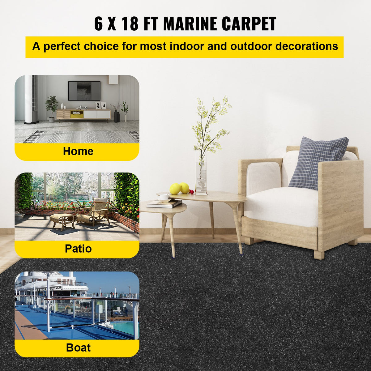 VEVOR Marine Carpet Rolls - Select Your Configuration - JXWDTHS1.8X5.5M01V0 - view 2