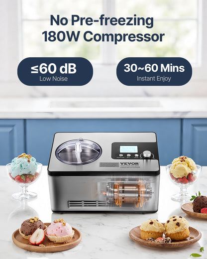 VEVOR Household Compressor Ice Cream Maker - Select Your Configuration - JYBQLJ2KTYSJ0T1GSV1 - view 3