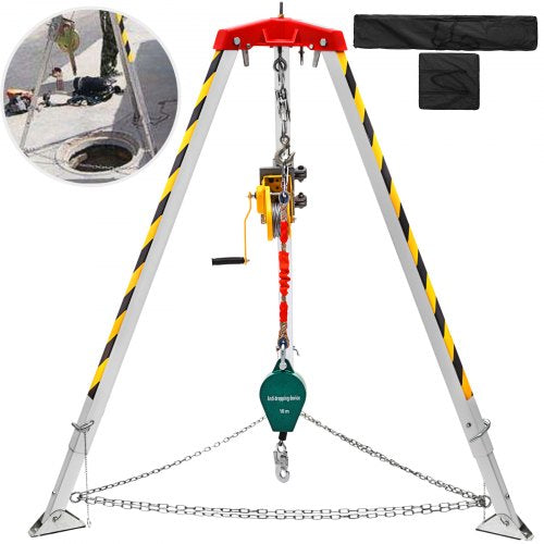 VEVOR Confined Space Tripod Kit 1200LBS Winch, Confined Space Tripod 7\' Leg Bracket and 98\' Cable, Confined Space Rescue Tripod 32.8\' Fall Protection for Traditional Confined Spaces - JYSJJ2.15MTJZH001V0 - view 1