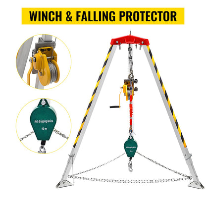 VEVOR Confined Space Tripod Kit 1200LBS Winch, Confined Space Tripod 7\' Leg Bracket and 98\' Cable, Confined Space Rescue Tripod 32.8\' Fall Protection for Traditional Confined Spaces - JYSJJ2.15MTJZH001V0 - view 3