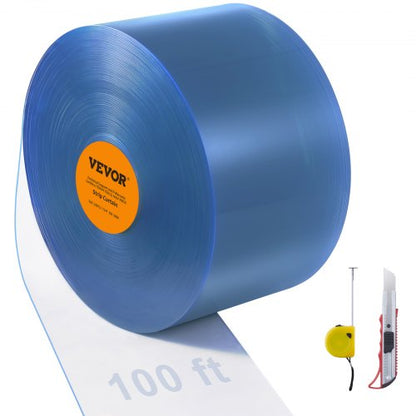 VEVOR Strip Curtain, 100' Length, 12" Width, 0.12" Thickness, Clear Smooth Plastic Door Strips, PVC Curtain Strip Door Bulk Roll for Warehouses, Factories, Supermarkets, Shopping Malls, Halls, Garages - JZMLJZGHMWJCMPNQ4V0 - view 1