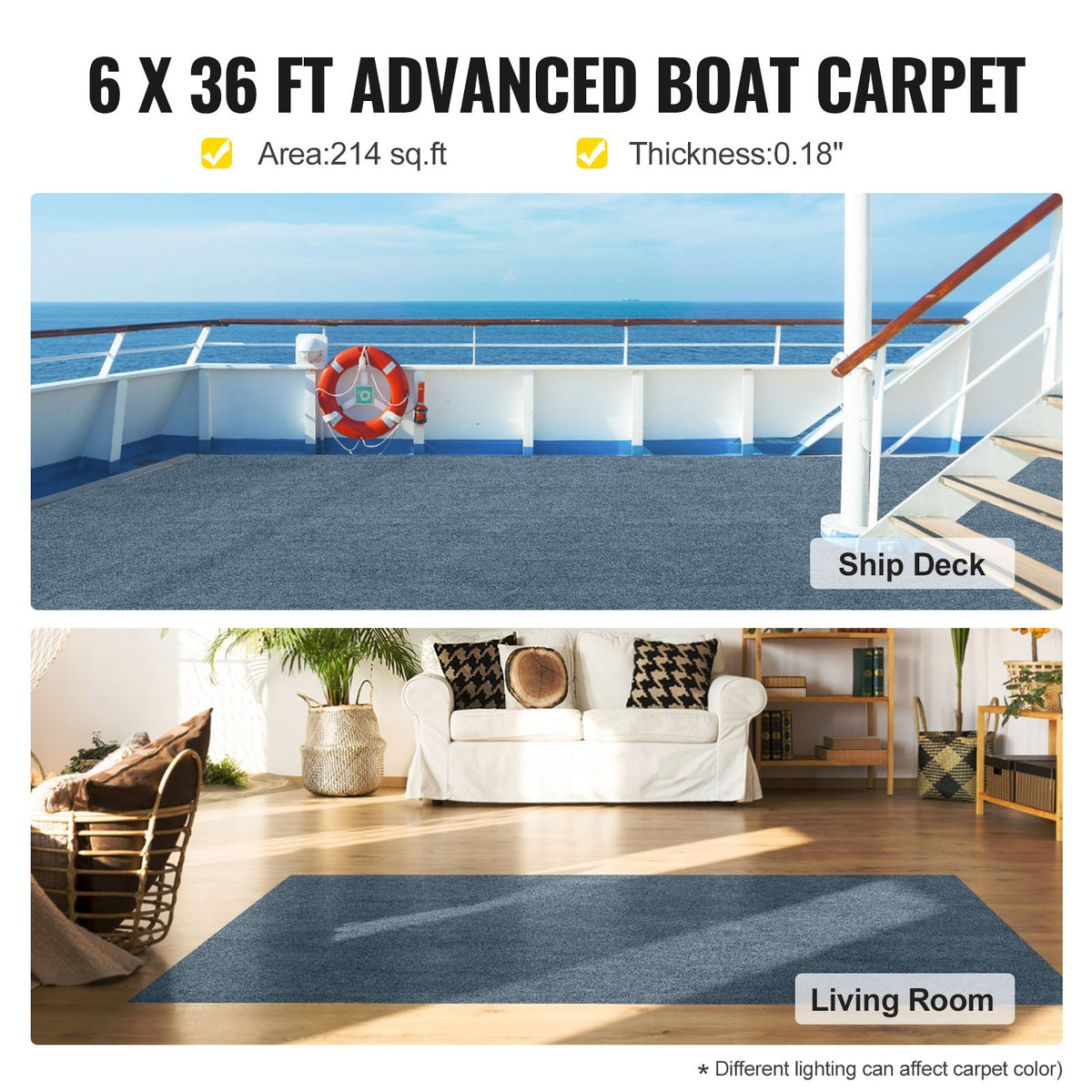 VEVOR Marine Carpet Rolls - Select Your Configuration - JZXWDTHS1.8X11M01V0 - view 2