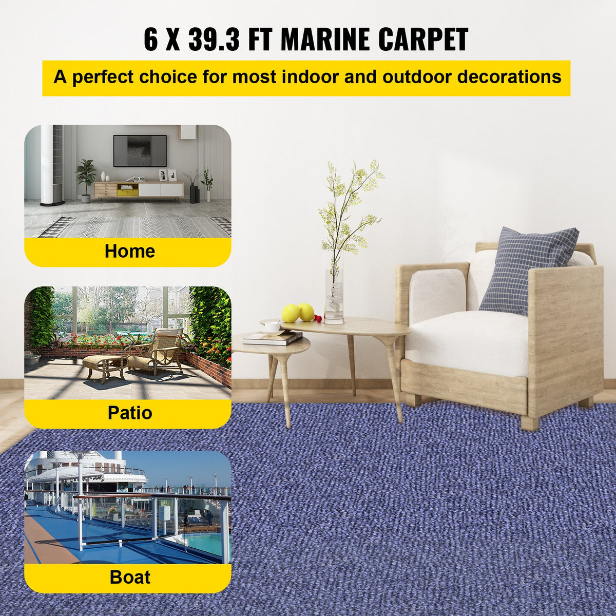 VEVOR Marine Carpet Rolls - Select Your Configuration - JZXWDTLS1.8X12M01V0 - view 2