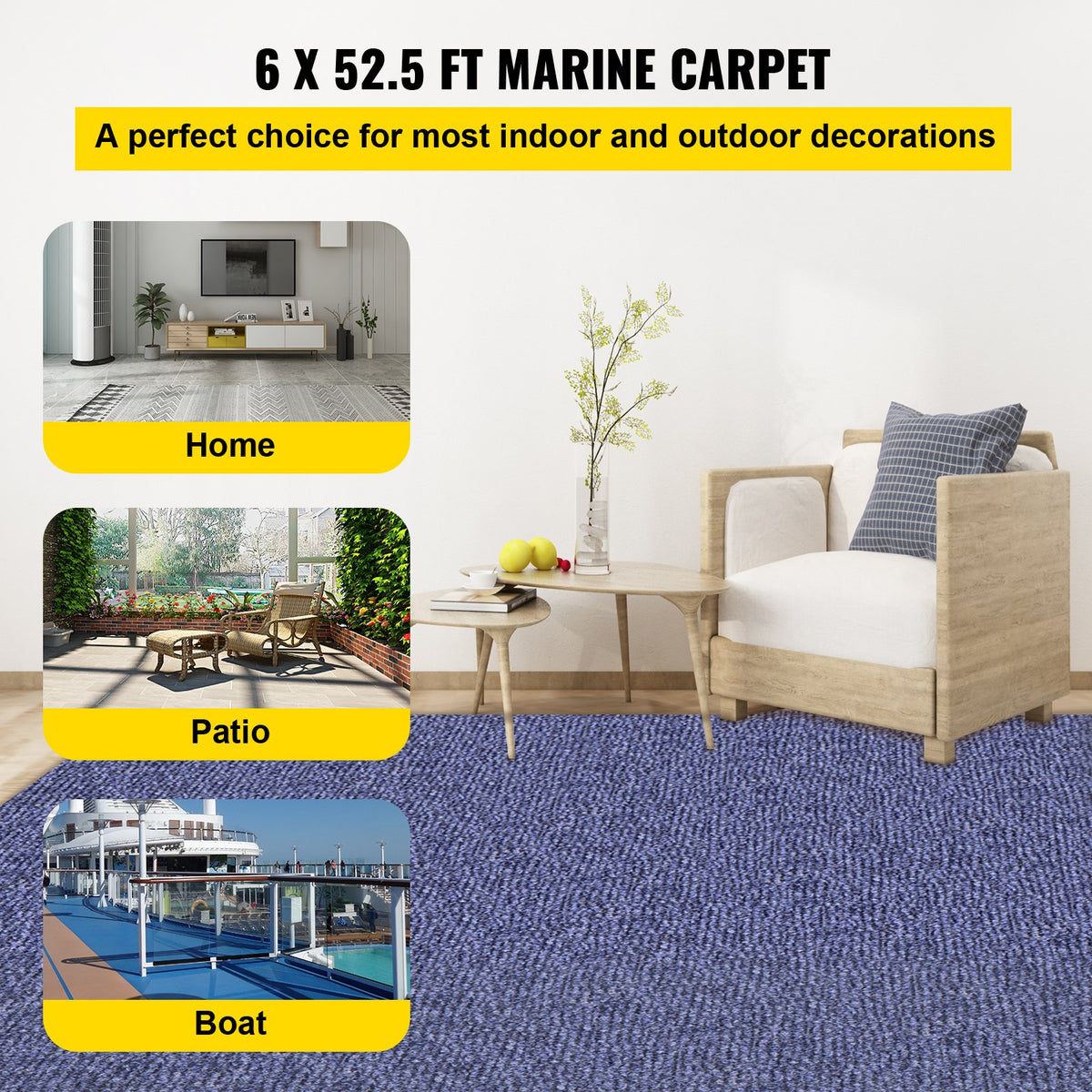 VEVOR Marine Carpet Rolls - Select Your Configuration - JZXWDTLS1.8X16M01V0 - view 2