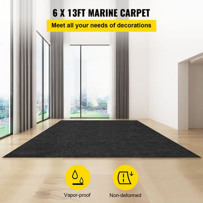 VEVOR Marine Carpet, 6 x 13 ft Boat Carpeting, Charcoal Black Marine Grade Boat Carpet, Indoor/Outdoor Marine Carpeting with Water-proof TPR Backing, Water-proof Carpet Roll for Ho - JZXWDTTH1.84MAXUHV0 - view 2