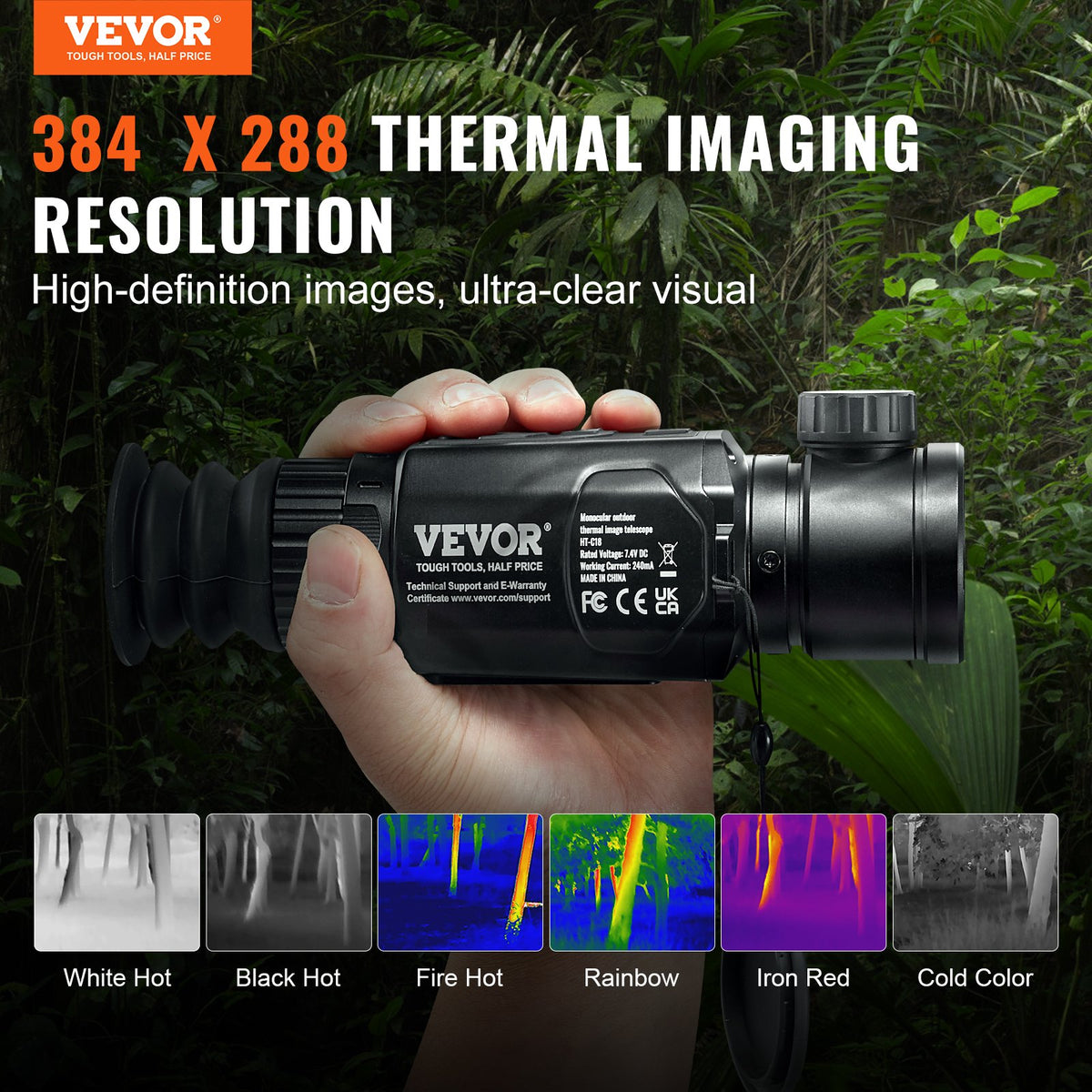 VEVOR Thermal Imager Monocular Hunting Imaging Telescope 1X -8X Zoom 0.39" OLED Scrren - KDSRCXY38428QX64EV9 - view 2