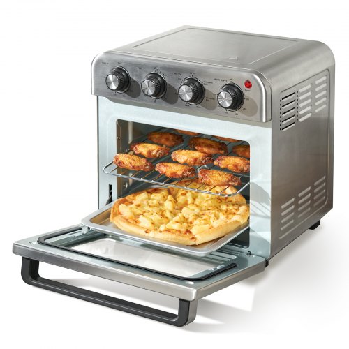 VEVOR 19.02 QT countertop convection oven with rotary controls and open door