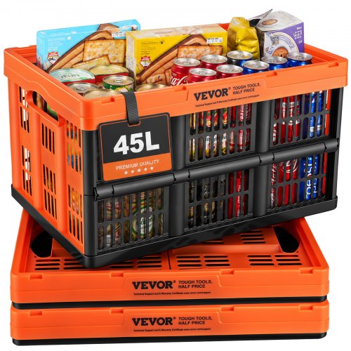 VEVOR Plastic Collapsible Storage Basket, 45L 3 Packs, Folding Stackable Storage Containers/Bins with Handles, Large Heavy Duty Containers for Clothes, Toys, Books, Snack, Shoes - KZDSLCWKCSHS132ETV0 - view 1