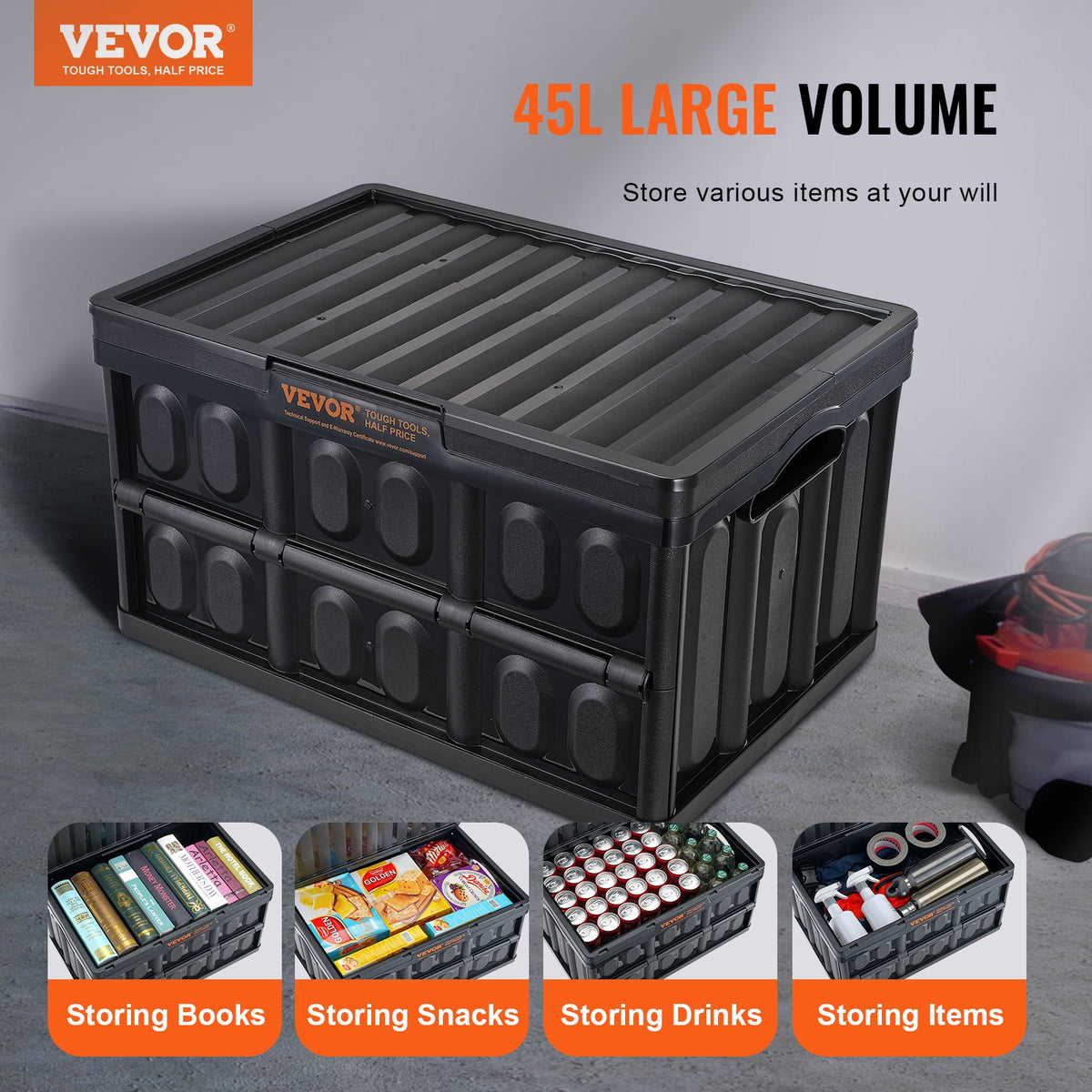 VEVOR Folding Plastic Crate - Select Your Configuration - KZDSLCWXHS45CNF3XV0 - view 2