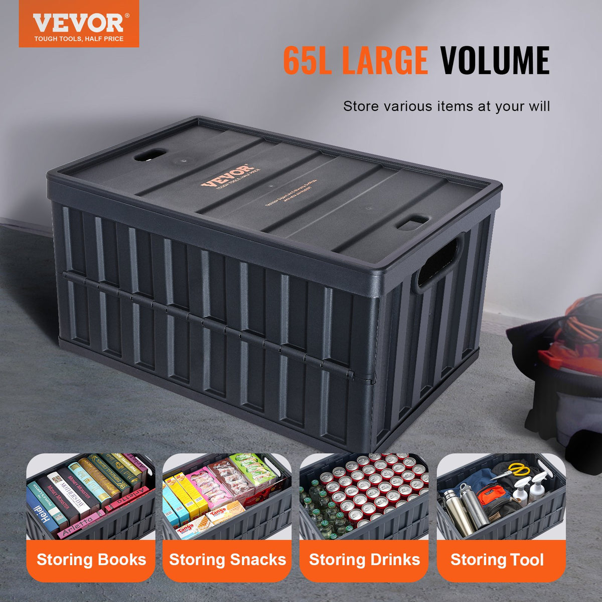 VEVOR Folding Plastic Crate - Select Your Configuration - KZDSLCWXHS64HOR3QV0 - view 2