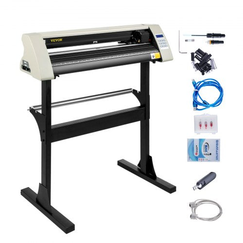 VEVOR Vinyl Cutter Machine, 28 Inch Paper Feed Cutting Plotter Bundle, Adjustable Force & Speed Vinyl Printer, LCD Display Windows Compatible Sign Making kit with Signmaster, Sturdy Stand, 3Blades, Wh - KZJ720MMSJBS00001V1 - view 1