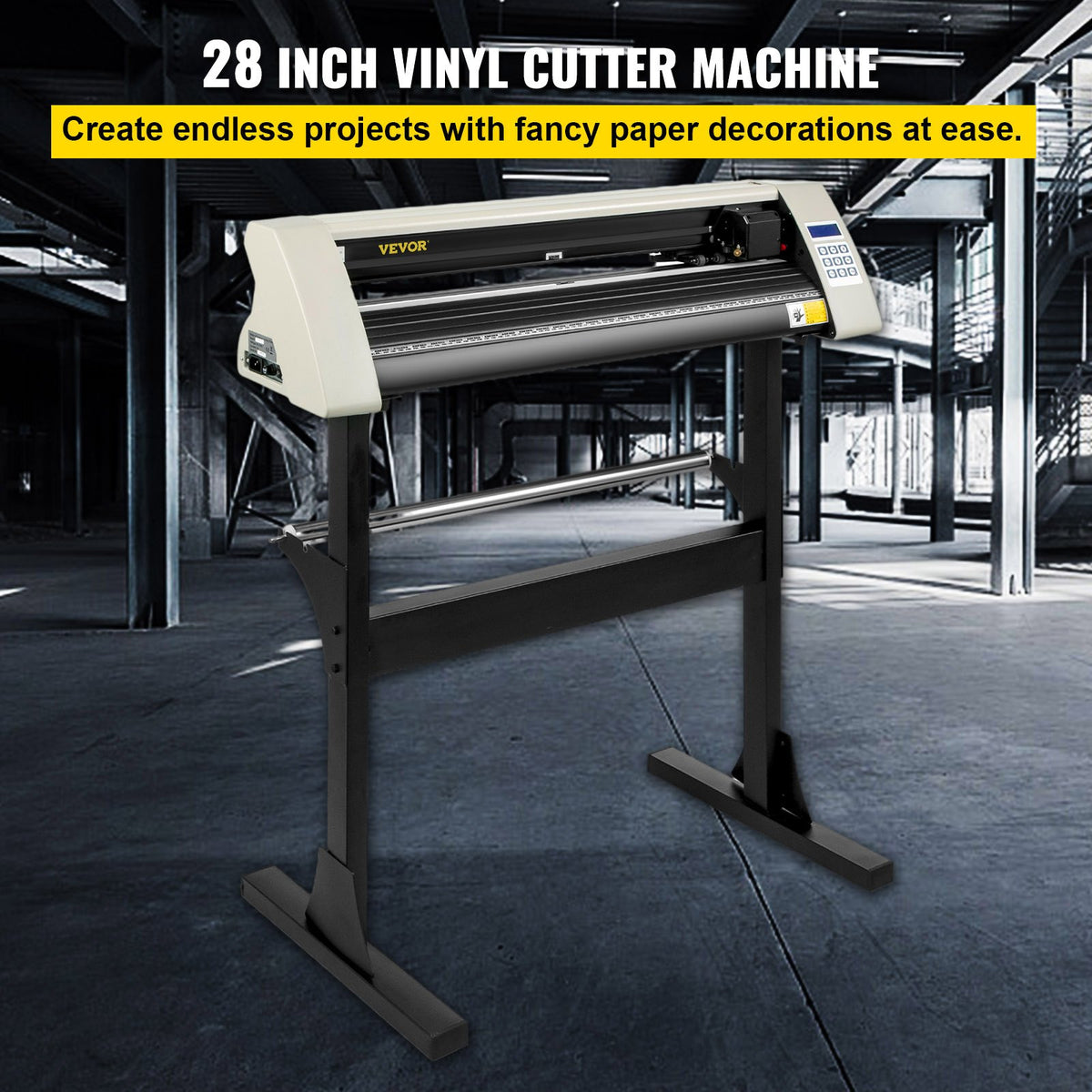 VEVOR Vinyl Cutter Machine, 28 Inch Paper Feed Cutting Plotter Bundle, Adjustable Force & Speed Vinyl Printer, LCD Display Windows Compatible Sign Making kit with Signmaster, Sturdy Stand, 3Blades, Wh - KZJ720MMSJBS00001V1 - view 2